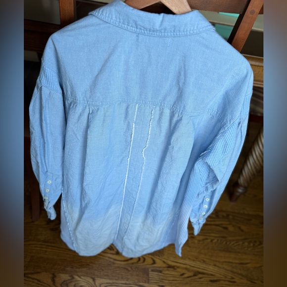 We The Free Free People Denim Button ombré Top Sz S-M - Picture 5 of 16